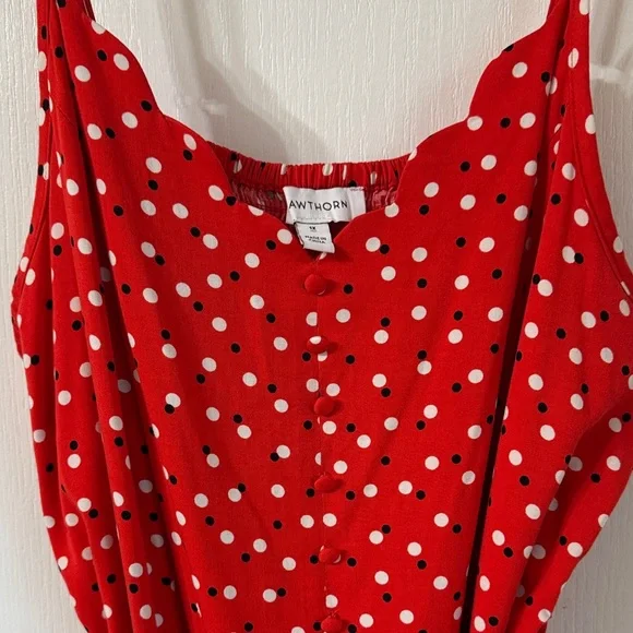 41 Hawthorn Red Midi Dress with White & black Dots - Picture 5 of 6